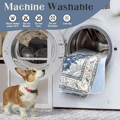 Washable Pee Pads for Dogs, 2 Pack Reusable Puppy Training Pads 36"x36" Super Absorbent Waterproof Dog Training Pads, Non-Slip Potty Pads, Whelping Pads Litter Mat Navy & Ecru