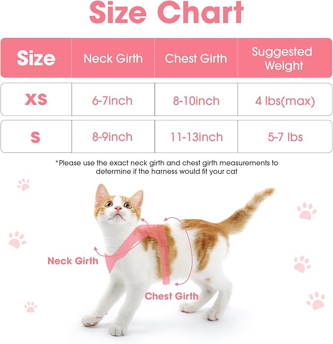 Cat Harness and Leash Set for Walking Escape Proof, Soft Adjustable Kitten Harness Breathable Mesh with Reflective Strips Harness for Kitty Puppy Bunny(Red,XS)