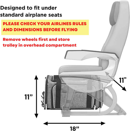 Airline Approved Expandable Premium Pet Carrier on Wheels- Two Sided Expandable Rolling Carrier- Designed for Dogs & Cats- Extra Spacious Soft Lined Carrier! (Grey)