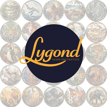 Lygond Metal Sign Tin Sign Circular Stained Glass Tigle Minimalist Wall Art for Home Decor 8×8 Inches
