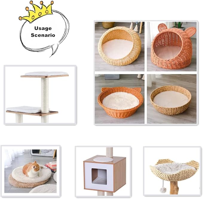 SHENGOCASE 2-Pack 10.6"x10.6" Square Faux Rabbit Fur Cat Dog Bed Cushion Pad Mat, Cat Tree Tower Replacement Cushion Pad for Window Perch Carrier House Cage Crate Kennel Furniture