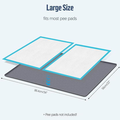 Pee Pad Holder for Dogs 34''x22'' Silicone Puppy Pee Pad Tray, Dark Gray | Extra Large Dog Potty Tray Leak-Proof, High Edge, No Spill Training Pads for Floor Protection, No Pee Pads