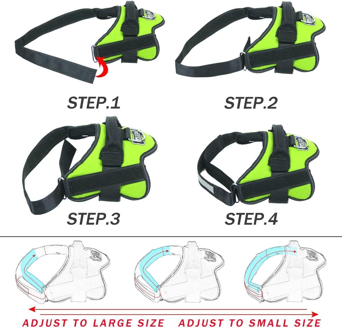 Bolux Dog Harness, No-Pull Reflective Dog Vest, Breathable Adjustable Pet Harness with Handle for Outdoor Walking - No More Pulling, Tugging or Choking Small (Pack of 1) Green