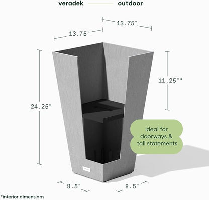 Veradek V-Resin Indoor/Outdoor Taper Planter, 2-Pack (24 inch, Gray)