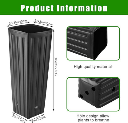Nuenen 150 Pcs Tall Pot Plastic Deep Plant Nursery Pots Black Seedling Flower Plant Container with Drainage Holes for Indoor Outdoor Gardening (11.8" H X 3.9" W)