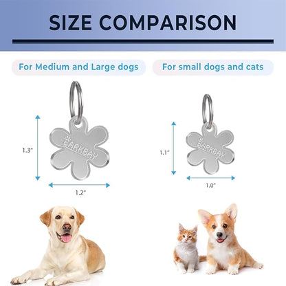 Dog Tags Personalized for Pets,Dog Name Tags QR Code,No Subscription Fees,Modifiable Pet Online Profile,Stainless Steel,No App Required,for Dogs and Cats Small,Medium,Large(Flower,Regular)