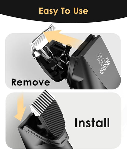oneisall Quiet Cat Clippers for Matted & Long Hair 2-Speed Cat Grooming Kit | Cordless Pet Clippers for Cats, Small Dogs & Animals, 6 Guide Guards, 240mins Long Battery Life, With Scissors and Comb