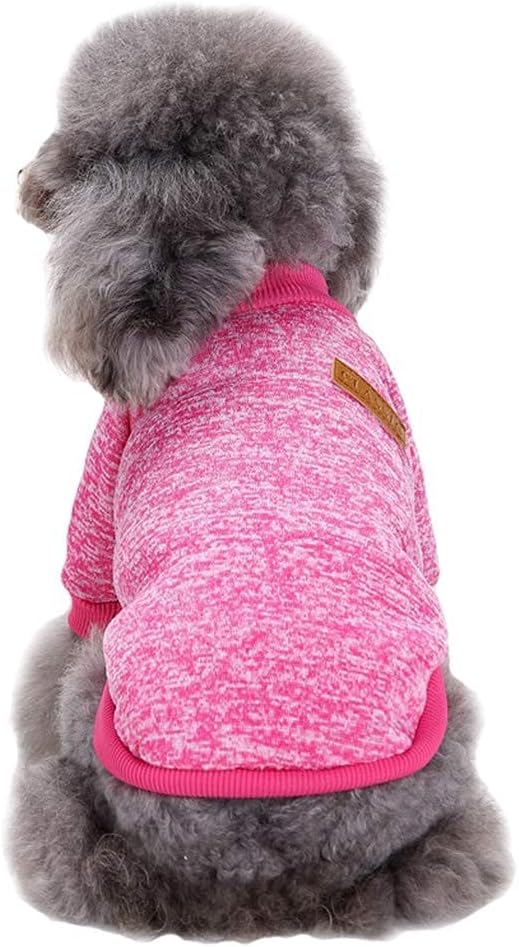 Jecikelon Dog Clothes Dogs Sweater Soft Puppies Clothing Winter Puppy Sweaters Warm Outfit for Dogs Small XXS XS Cat Apparel (X-Large, Rose)