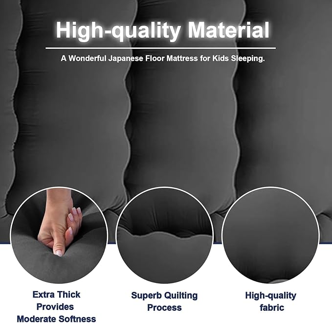 Japanese Floor Mattress,Thicken Japanese Floor Sleeping Pad Foldable,Roll Up Tatami Mat Easy to Store and Portable,Futon Mattress Suitable for Camping and Guest Room (Starry Blue, Full (80" X 47"))