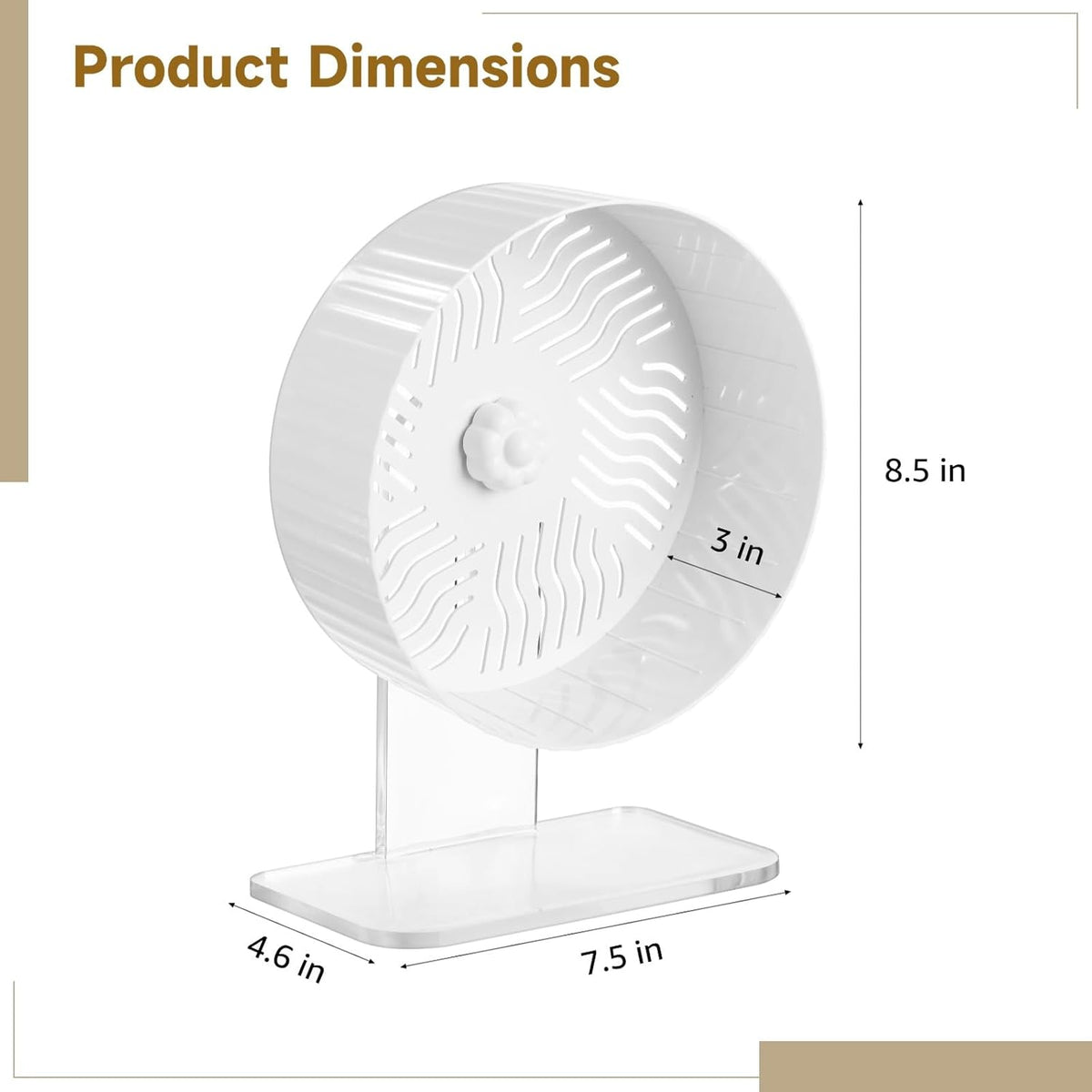 Silent Hamster Wheel, Hamster Exercise Wheel with Adjustable Acrylic Stand, Hamster Exercise Wheel for Gerbil, Syrian & Dwarf, Chinchilla and More Small Animal Hamster Running Wheels (8.2 in)