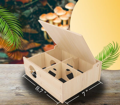 Hamster and Mouse Wooden Tunnel Cage Secret Peep Shed and Explore Hideout Flip Cover Design Hamster Play Tunnel