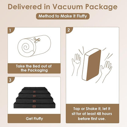 EHEYCIGA Orthopedic Dog Bed with Removable Washable Cover, Black, 30IN | Egg Crate Foam Support, Durable Oxford fabric, Non-Slip Bottom, Machine Washable, Soft Waterproof Plush Pet Bed Mat For Crate