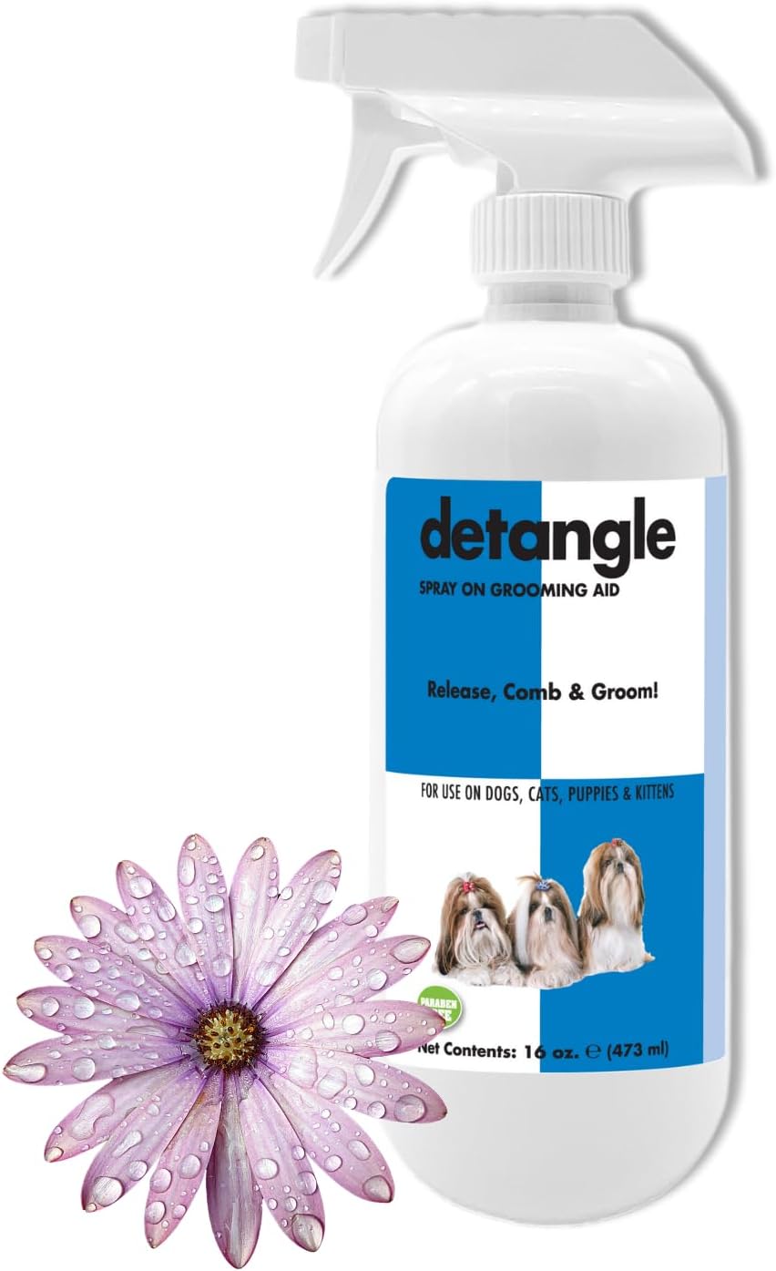 Detangle Pet Spray for Dogs, Cats, Puppies and Kittens 16 oz. | Leave-in Conditioner, Dog and Cat Detangling & Dematting Spray, Tangle Remover, Paraben-Free, Made in The USA