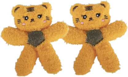 Cat Toys with Catnip Kitten Chew Bite Supplies Boredom Relief Fluffy Kitty Teeth Cleaning Chewing Cat Lovers Interactive Plush Gift (Tiger&Tiger)