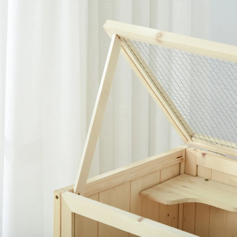 3-Tier Wooden Hamster Cage Mice And Rat Cage Small Animals Hutch With Openable Top, Front Door, Shelf, Natural Wood