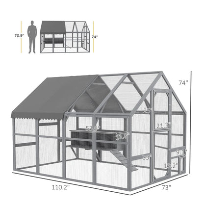Large Chicken Coop With Nesting Box, Water-Resistant And Anti-UV Cover For 8-12 Chickens, GrayMultiple Packages Shipped. Please Pay Attention To The Dimensions And Weight In The Details.
