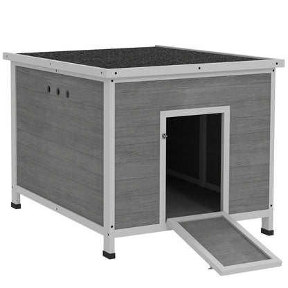 Wooden Duck Coop with Openable Roof, Removable Floor, Double Doors, Ramp, for 3-6 Ducks, Chickens, 30" x 38" x 30"