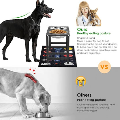 ADENGL Metal Elevated Dog Bowl for Large 𝐋𝐚𝐫𝐠𝐞 Raised Bowl Stand with Sprill Proof Mat and 2000ML Pet Bowls, Food & Water Bowls 16" Tall Dog Feeder for Large Breed