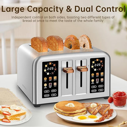SEEDEEM Toaster 4 Slice, Stainless Steel, Touch Screen