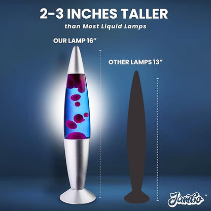 JAMBO 16" Beautiful Liquid Lamp- Blue with Purple Wax, Relaxing Magma Light, Night Light Nightlight, Home Decor Living Room Office Bedroom Lamp for Adults Teens Kids