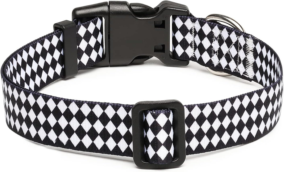 Mercano Adjustable Dog Collar - Special Design Patterns, Soft Nylon Comfortable Durable Pet Collar for Small Medium Large Dogs (L, Rhomb)