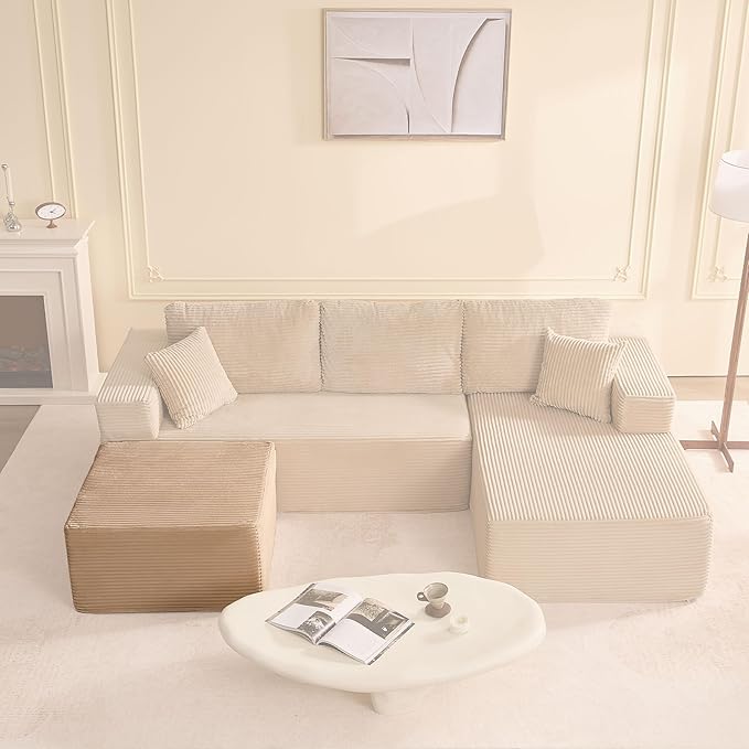 Cozy Square Ottoman, Comfortable Seating, No Assembly Required, Camel