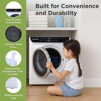 HAMILTON BEACH Electric Compact Portable TOUCHSCREEN Laundry Dryer