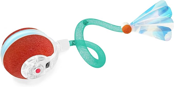 Interactive Cat Toys for Indoor Cats,The 3rd Generation Agile Moving Cat Ball with Elastic Mesh Tail,Automatic Kitten Toys for Bored Indoor Adult Cats,Motion Activated (Green)