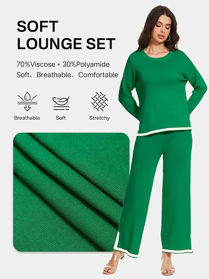 YOKGO Petite Lounge Sets for Women Long Sleeve Sweater Pajama Sets Sweatsuits 2 Piece Pant Sets Tracksuit Travel Outfits