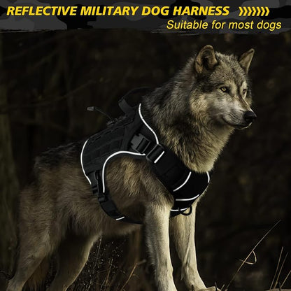 WINGOIN Black Tactical Dog Harness for Extra Large Dogs,No Pull Dog Harness | Heavy Duty with Handle,Adjustable Reflective,Military K9 Style,Big Size Dog Vest,for Great Danen,for Walking Running Hunting