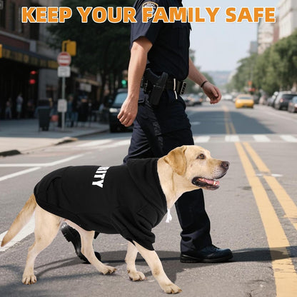 KOOLTAIL Security Dog Hoodie, Fall Puppy Sweater Clothes for Small Medium Large Dogs, Soft Warm Winter Pet Cold Weater Coats Hooded Sweatshirt with Pocket, Dog Halloween Costume for Girl Boy, Black M
