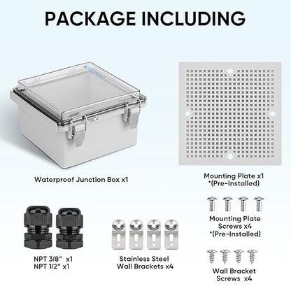 TICONN Waterproof Electrical Junction Box IP67 ABS Plastic Enclosure