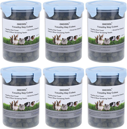 Timothy Hay Cubes 60 oz (6 * 10 oz) with Small Size - Timothy Grass Pellets for Tortoises Rabbits Guinea Pig Chinchilla