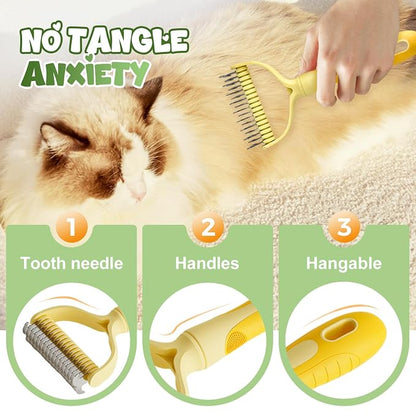 Double-Sided Pet Grooming Brush for Dogs and Cats, 2026 New Dog Deshedding Brush, Dematting Comb Removes Tangles Knots and Loose Fur, Ergonomic Pet Grooming Tool (Green)
