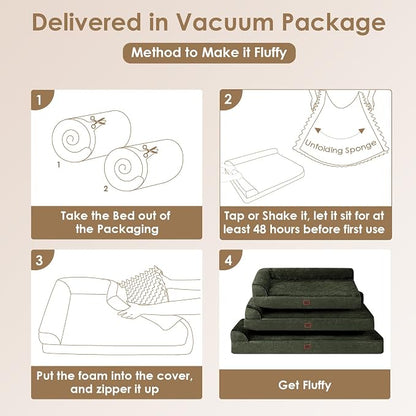 EHEYCIGA Extra Large Dog Bed Othorpedic, Memory Foam XL Dog Bed with Washable Removable Cover, Waterproof Pet Sofa Couch XLarge Size Dogs with Nonskid Bottom, 44x32x6.5, Dark Green | Washable Removable Cover, Waterproof Flat Pet Sofa Couch with Nonskid...