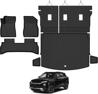 Floor Mats for 2021-2025 2026 Chevrolet Trailblazer (Only Fit FWD) Floor Mats & Trunk Mat & Backrest Mats for Chevrolet Trailblazer All Season Accessories(Only Fit Cargo in Upper Deck Position)