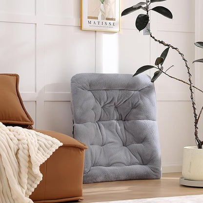 Givjoy Comfy Folded Chair with Ottoman, Oversized Folding Faux Fur Chair Soft Furry Lounge Lazy Chair with Metal Frame Moon Chair Accent Chair for Bedroom, Living Room, Dorm Rooms