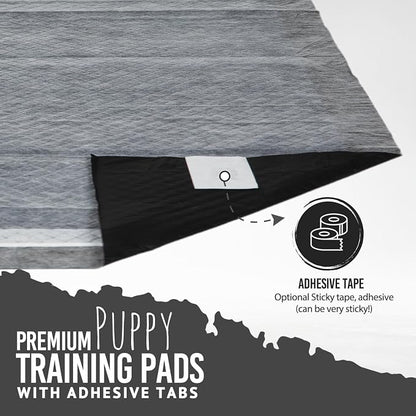 Bulldogology Charcoal XXL Pee Pads for Dogs (30x36) Puppy Pee Pads with Adhesive Sticky Tape - Leak Proof Puppy Pads - Ultra Absorbing Charcoal Dog Pads - Activated Carbon Pee Pads (40-Count)