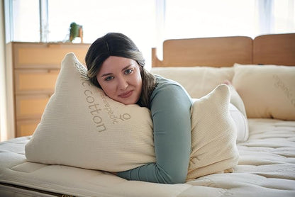 Naturepedic Organic Latex Pillow - Queen Bed Pillow with Soft Comfort - Luxury Pillow with Adjustable Fill for Comfortable Sleeping, Back Support and Neck Pain Relief