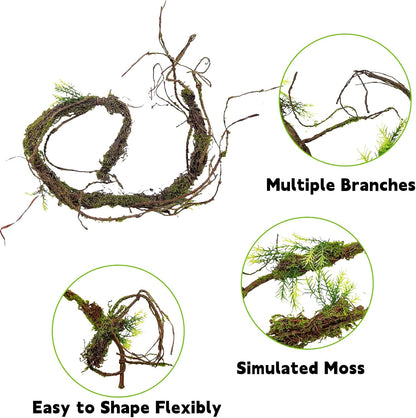 BNOSDM Reptile Vines,Bendable Jungle Climbing Vine,Terrarium Plants Artificial Decor,Tank Decorations Accessories for Bearded Dragons Chameleons Snakes Lizards Hermit Crabs