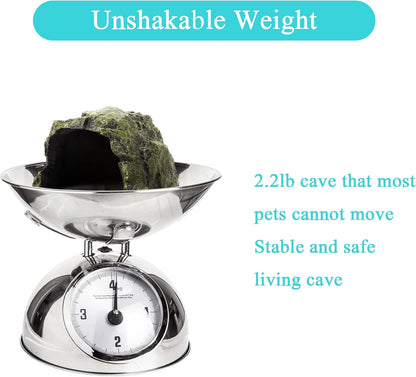 Reptile Rock Hide Cave - World 9.99 Mall Reptile Rock Hide Habitat Decoration|Natural,Non-Toxic, Made of Resin | Hideout for Small Lizards, Turtles, Reptiles, Amphibians,Fish
