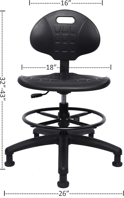 TAKE UR SEAT® Polyurethane Drafting Lab Stool Chair, 18" Adjustable Footring, 8" Adjustable Height, 450 lbs seat Capacity, Heavy Duty, Shipped Within 24 Hours Med. Bench Height (Glide)