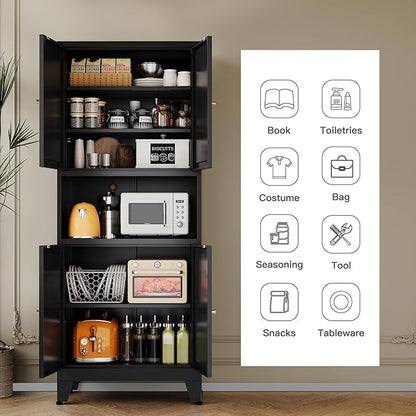 Metal Pantry Storage Cabinet, Microwave Stand