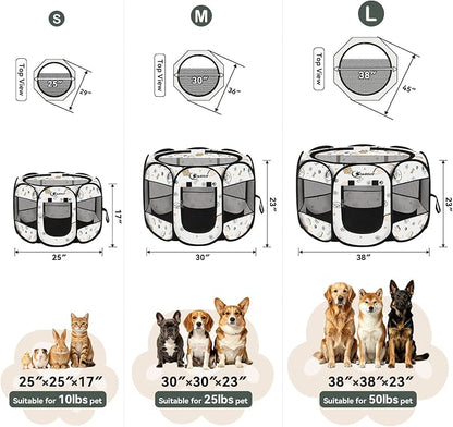Siedihit Dog Cat Playpen, Puppy Pet Playpen Indoor for Small Dog Crate Tent | Cage Outdoor, Portable Pop Up Dogs Enclosure Kennel with Carrying Case for Dogs/Cats/Rabbits (Cute, Small)