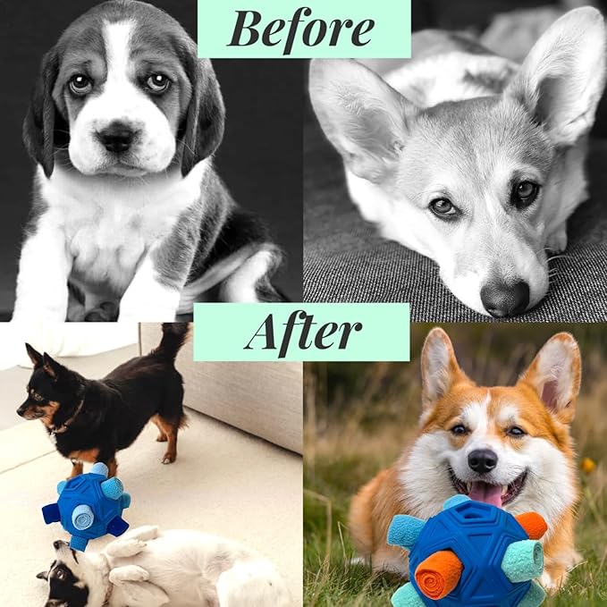 Snuffle Ball for Dog Toys Unbreakable Upgrade Ball Interactive Toy Foraging Snuffle Mat Puppy Treat Dispenser Slow Feeder Dog Puzzle Toys for Small, Medium, Large Pets (Blue)