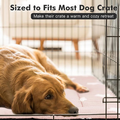 Mora Pets Dog Crate Pad Washable Dog Bed for Crate Flat Cat Pet Kennel Mat | Soft Dog Bed Mat, Crate Pad for Dog Cages Cozy Sleeping Liner, Pet Pillow Cushion Large Puppy Bed Cute Anti Slip Pink 36 x 23