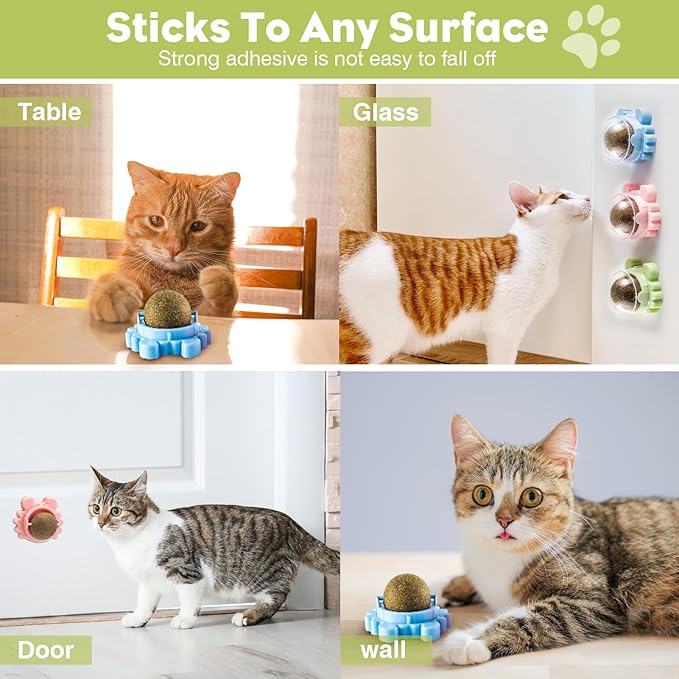 Catnip Balls Catnip Ball Toys Including 4 Pieces Suitable for All Breeds of Cats Relieve Anxiety