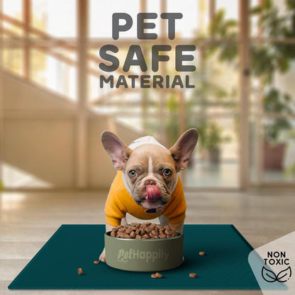 Dog Food Mat - 28x18 Raised Edges Dogs Mat for Food and Water Prevent Spill, Waterproof Cat Food Mats Protect Floors, Easy Clean Dog Bowl Mats for Food and Water, Silicone Pet Feeding Placemats