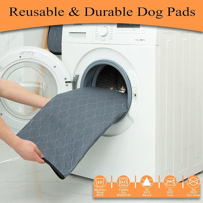 Bunlitent Washable Pee Pads for Dogs, 83'' Diagonal Octagon, 2 Pack, Grey | Designed for 24'' Width 8 Panels Dog Playpen, Non-Slip, Super Absorbent, Reusable, Waterproof, For Dog Playpen, Crate, Car