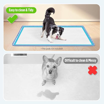 Pee Pad Holder for Dogs 50''x35'' Silicone Puppy Pee Pad Tray, Blue | Extra Large Dog Potty Tray Leak-Proof, High Edge, No Spill Training Pads for Floor Protection, No Pee Pads
